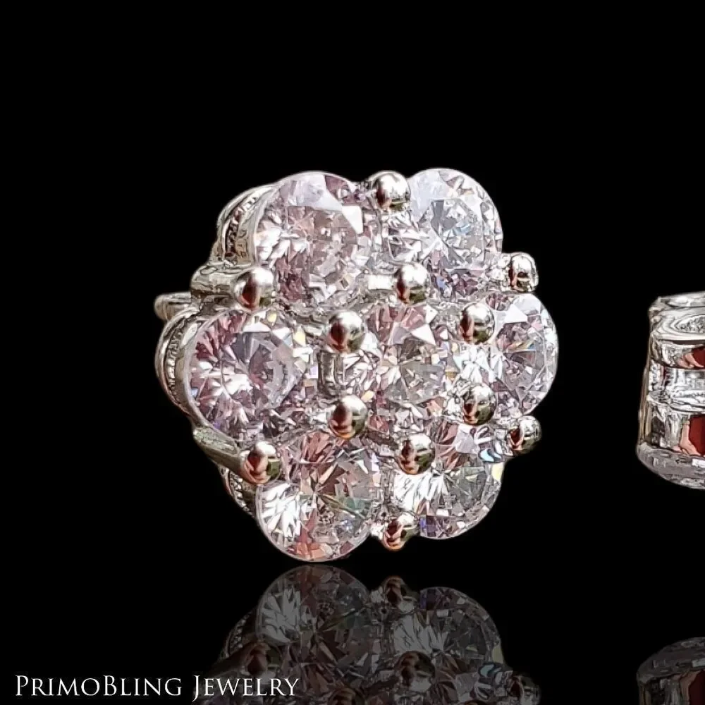 Silver Diamond Cluster Earrings